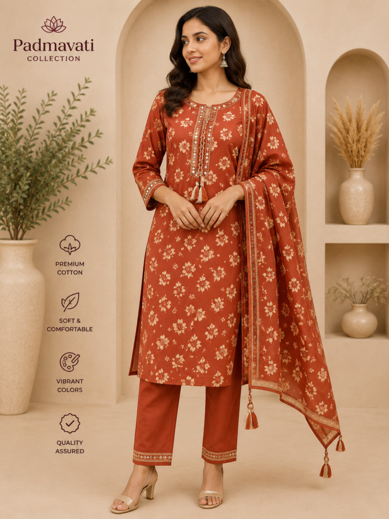 Cotton Printed Suit With Dupatta